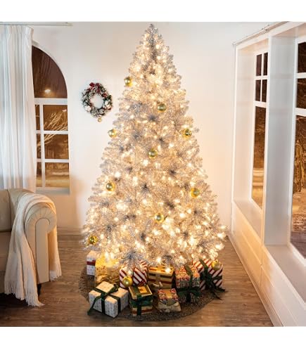 Amazon.com: Naomi Home Giselle 7.5ft Silver Prelit Christmas Tree